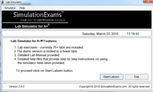 a+ labsim main window