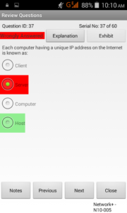 CCNA Android app review screen