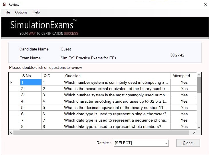 Sim-Ex™ Practice Exams for ITF+ (FCO-U61) Download