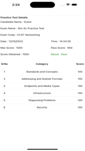Grade Screen with category wise scoring